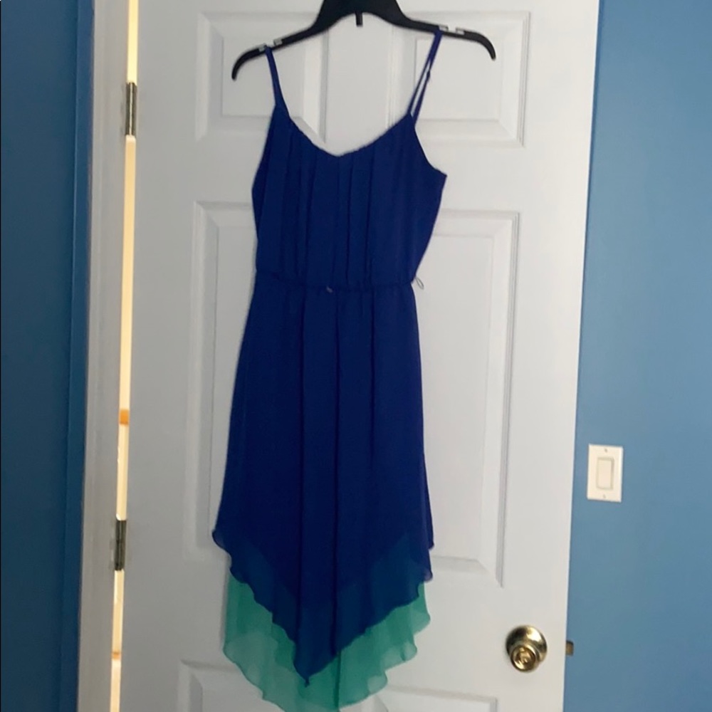 Blue/Teal color block midi dress